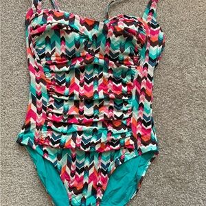 La Blanca Colorful Rusched One Piece Swimsuit